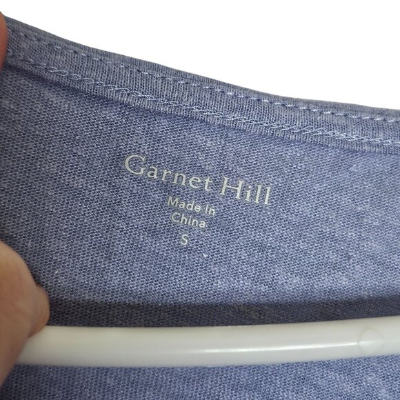 Garnet Hill Womens Linen & Modal Blend‎ Flutter Sleeve Top S Blue Boxy Oversized - Picture 3 of 8